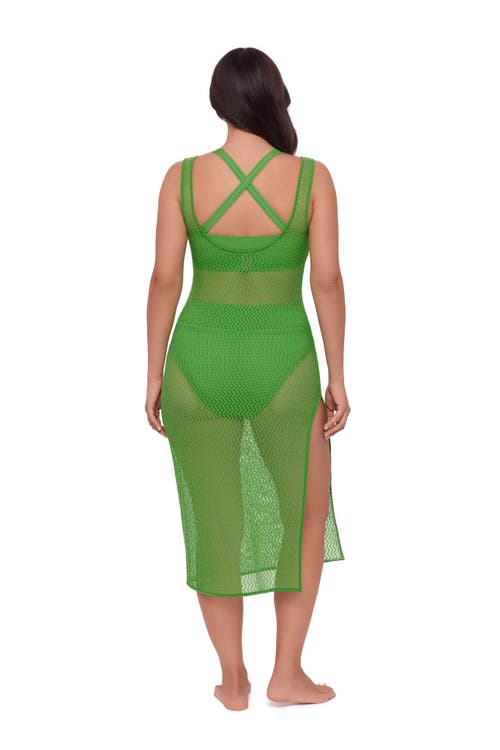 S3 Front Slit Crochet Coverup Dress In Green