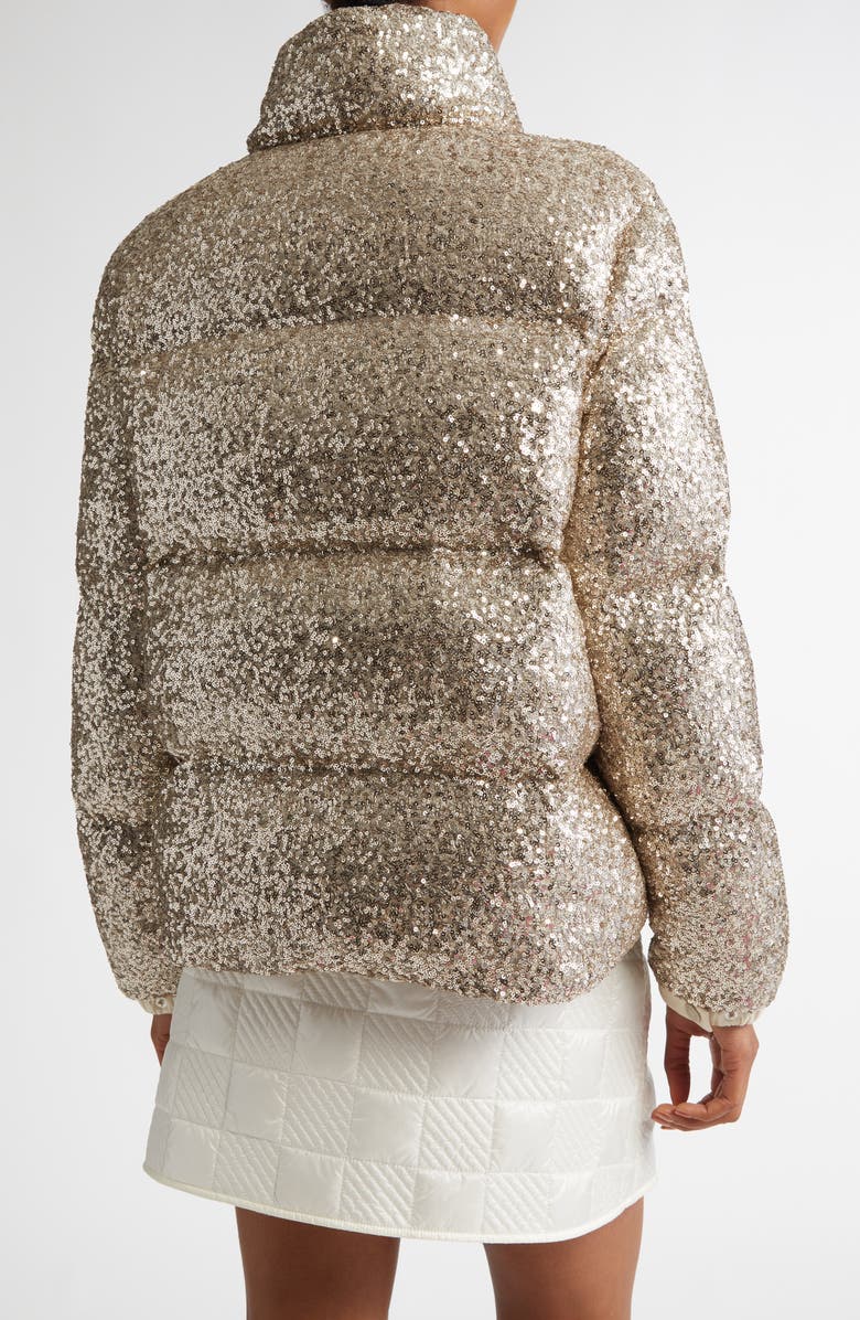 Moncler Anternes Sequin Down Puffer Jacket, Alternate, color, Yellow Gold