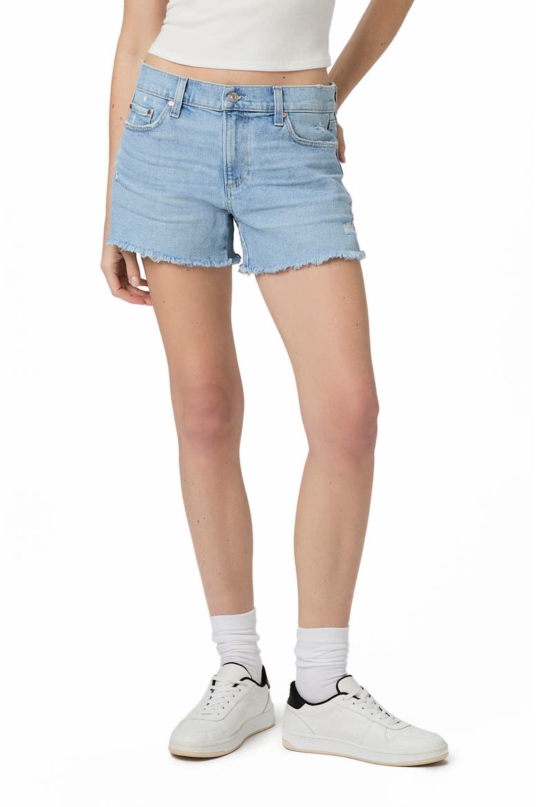Dylan Frayed Mid Rise Denim Shorts, Main, color, MY GIRL DISTRESSED
