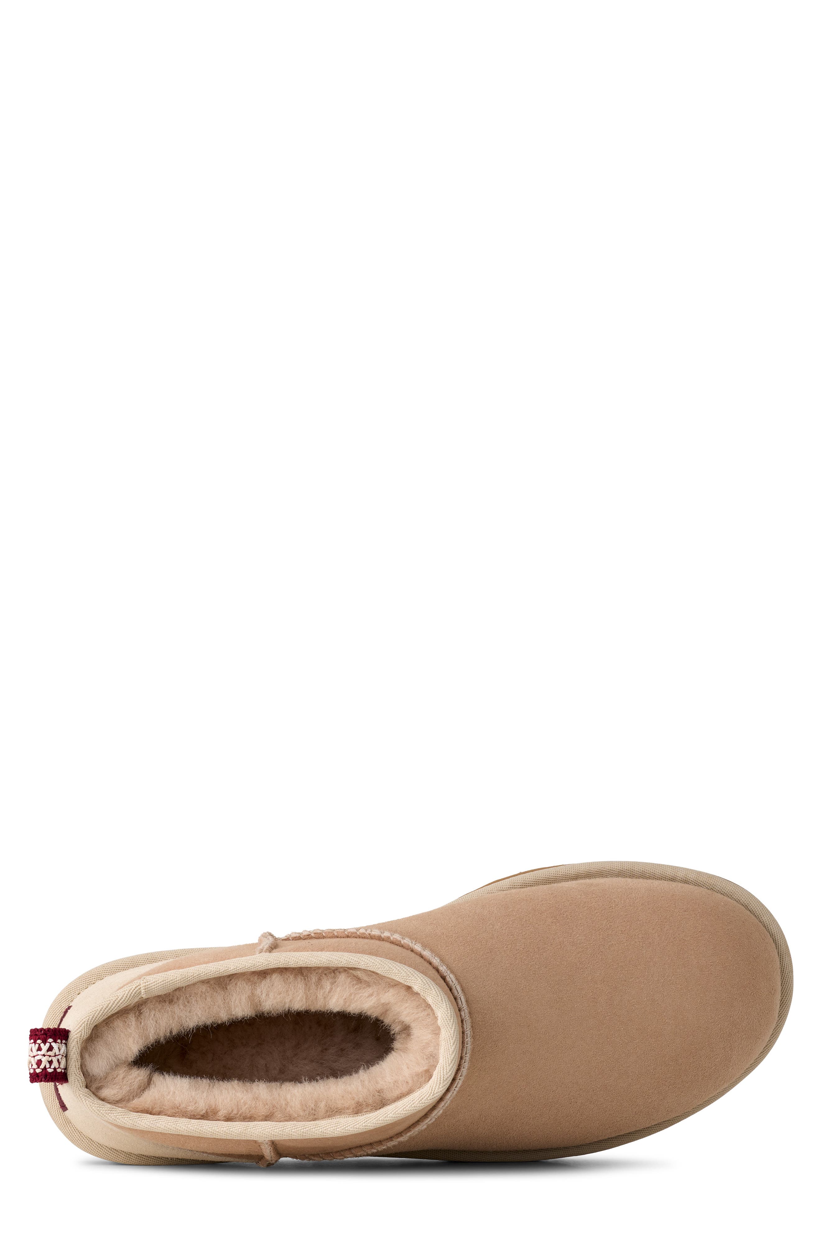 UGG<sup>®</sup> Classic Ultra Mini Genuine Shearling Boot, Alternate, color, Driftwood / Biking Red