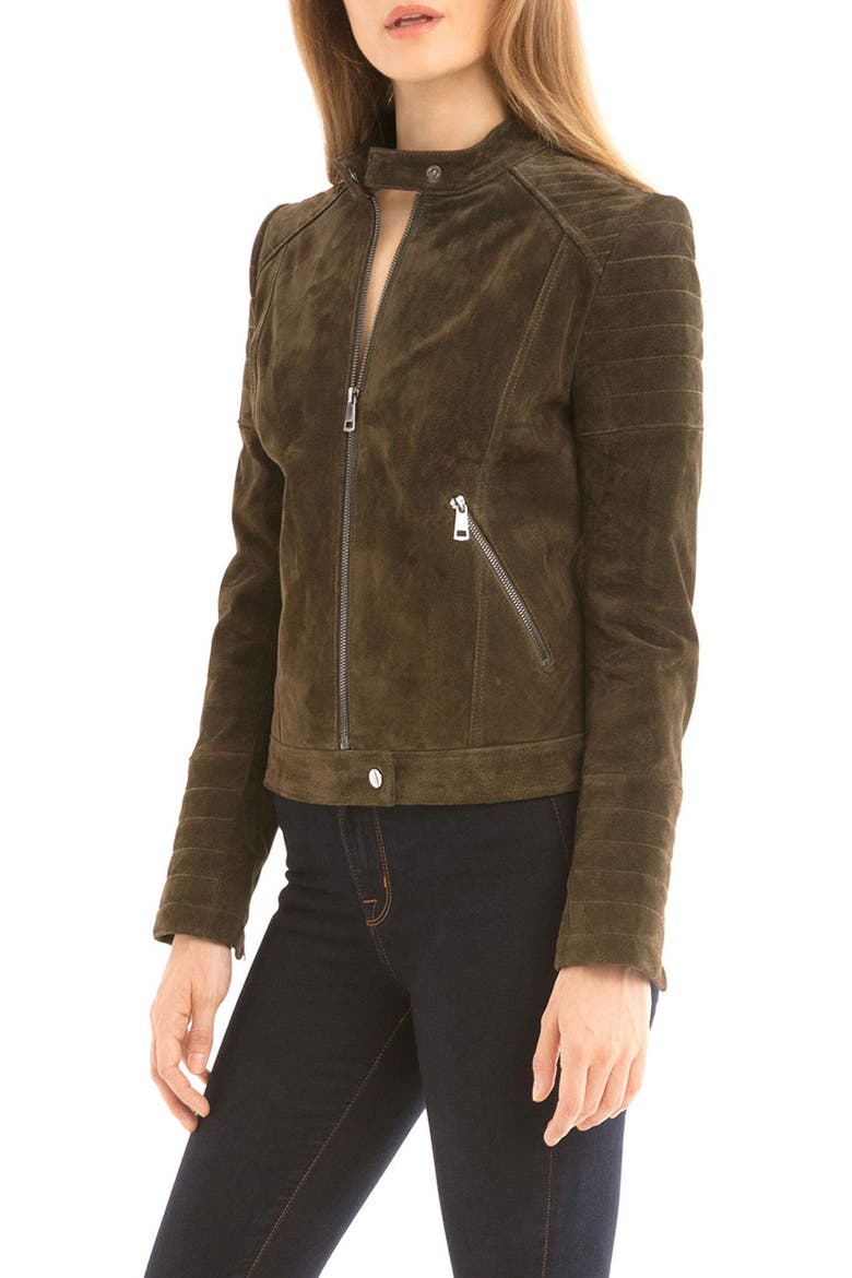 Suede Moto Jacket, Alternate, color, OLIVE