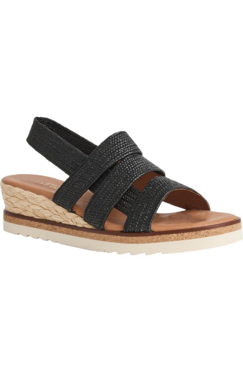 André Assous Noma Woven Wedge Sandal, Main, color, Black Raffia