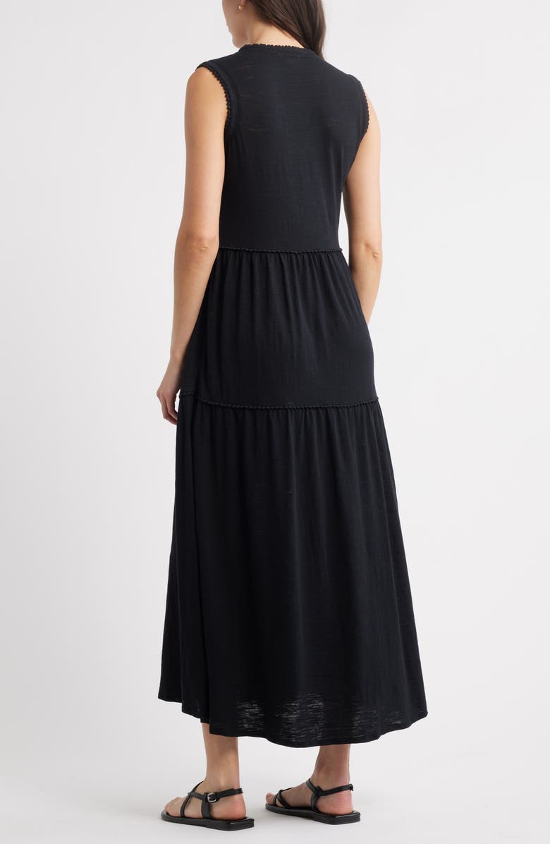 Caslon<sup>®</sup> Sleeveless V-Neck Tiered Dress, Alternate, color, Black