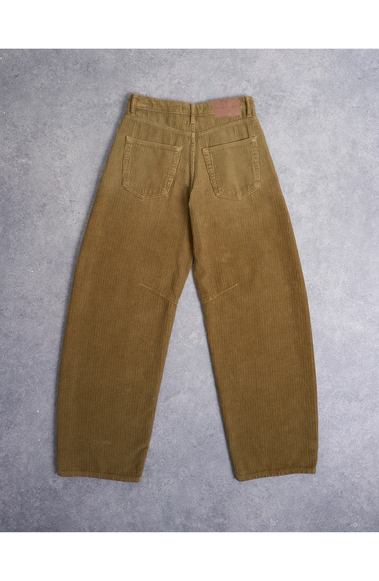 Topshop High Waist Barrel Corduroy Jeans, Alternate, color, Tan