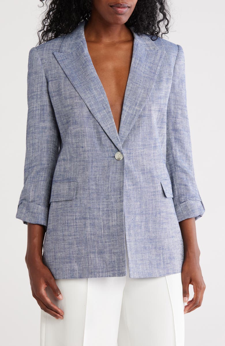 Peak Lapel Roll Sleeve Blazer