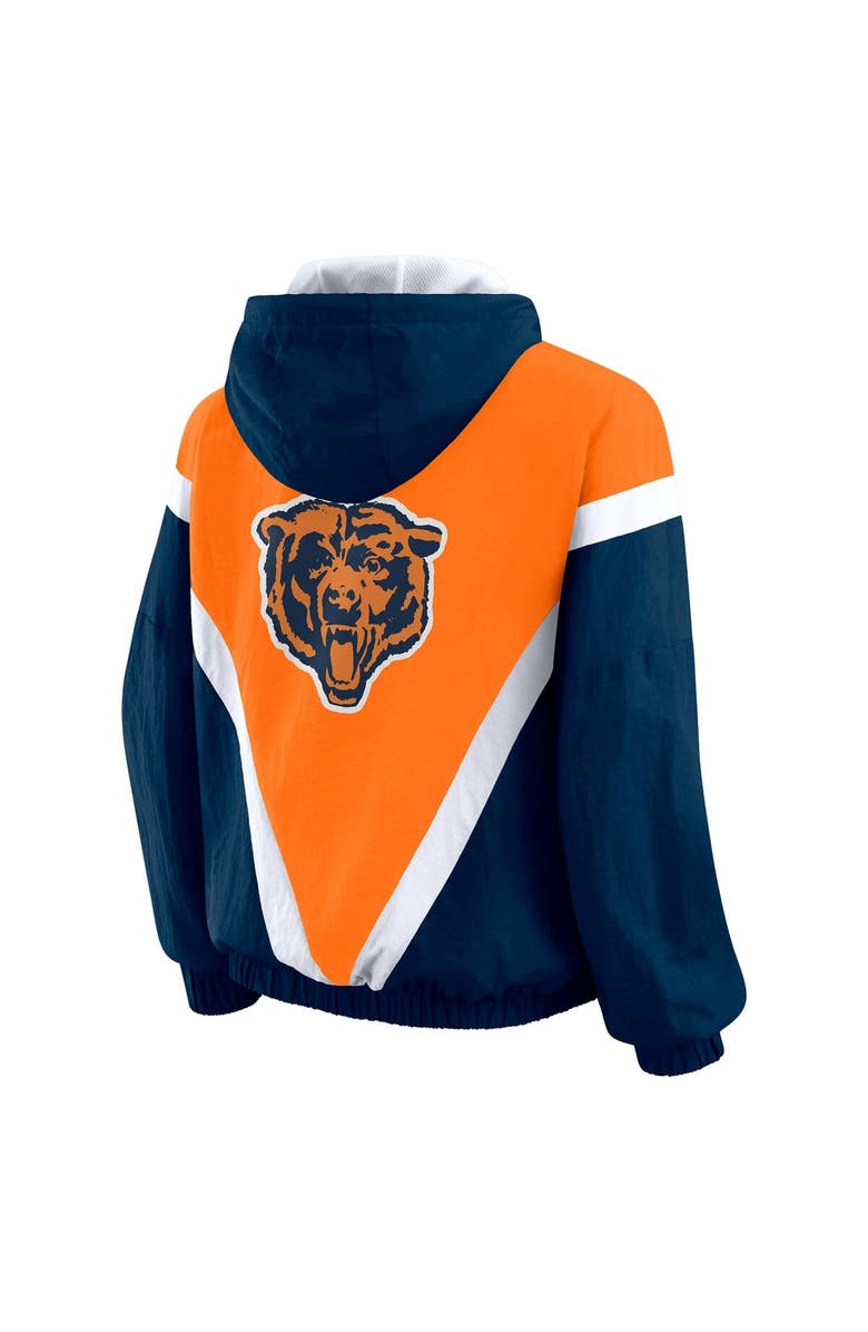 WEAR by Erin Andrews Women's WEAR by Erin Andrews Orange/Navy Chicago Bears Retro Crinkle Full-Zip Hoodie Windbreaker, Alternate, color, Orange