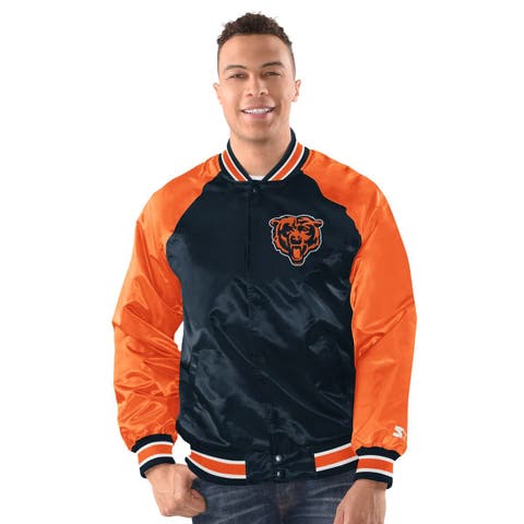 Men's Starter  Navy/Orange Chicago Bears Inductee Raglan Full-Snap Varsity Jacket