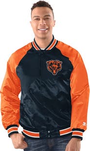 STARTER Men's Starter Navy/Orange Chicago Bears Inductee Raglan Full-Snap Varsity Jacket