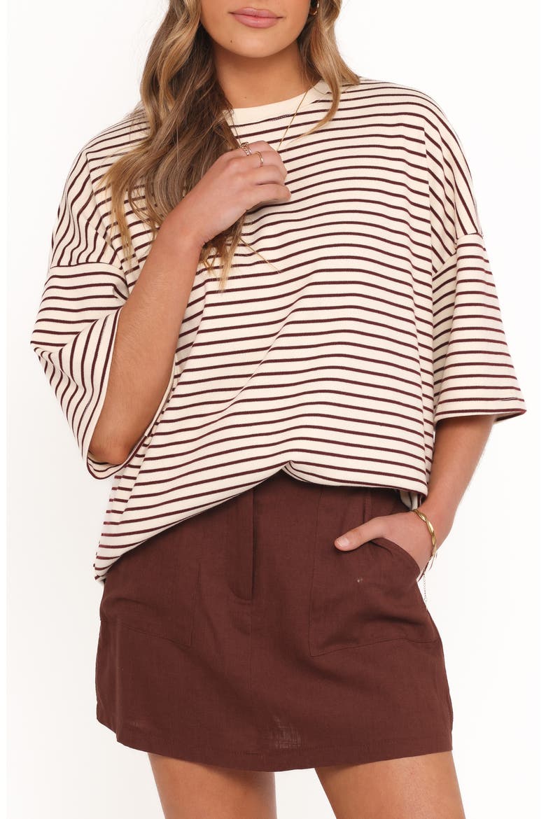 Wilda Oversize T-Shirt, Main, color, CREAM TAN STRIPE
