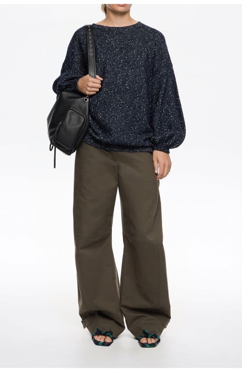 Bimba Y Lola Speckled Balloon-sleeve Sweater In Black