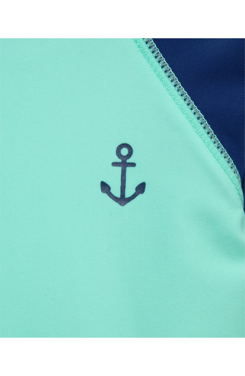 Little Me Anchor UPF 50+ Rashguard & Shorts Set, Alternate, color, Green