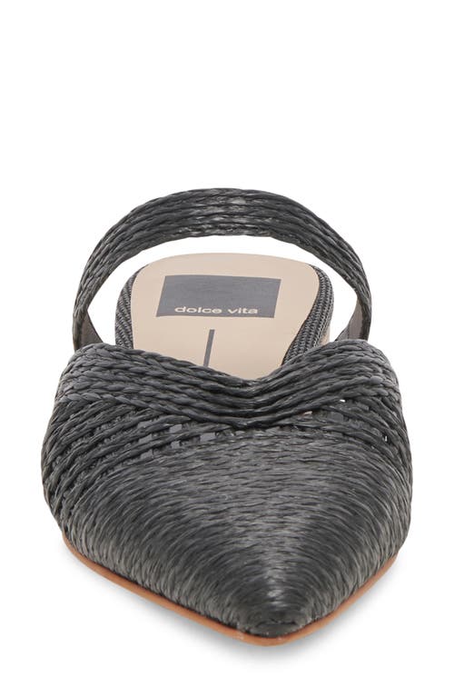 Dolce Vita Kaline Raffia Pointed Toe Mule In Onyx Raffia