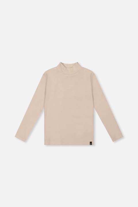 Brushed Rib Mock Neck Long Sleeve Top