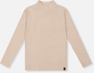 Deux par Deux Brushed Rib Mock Neck Long Sleeve Top