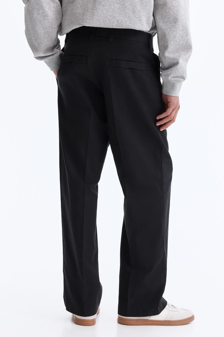 Relaxed Fit Cotton And Lyocell Tailored Trousers, Alternate, color, Black