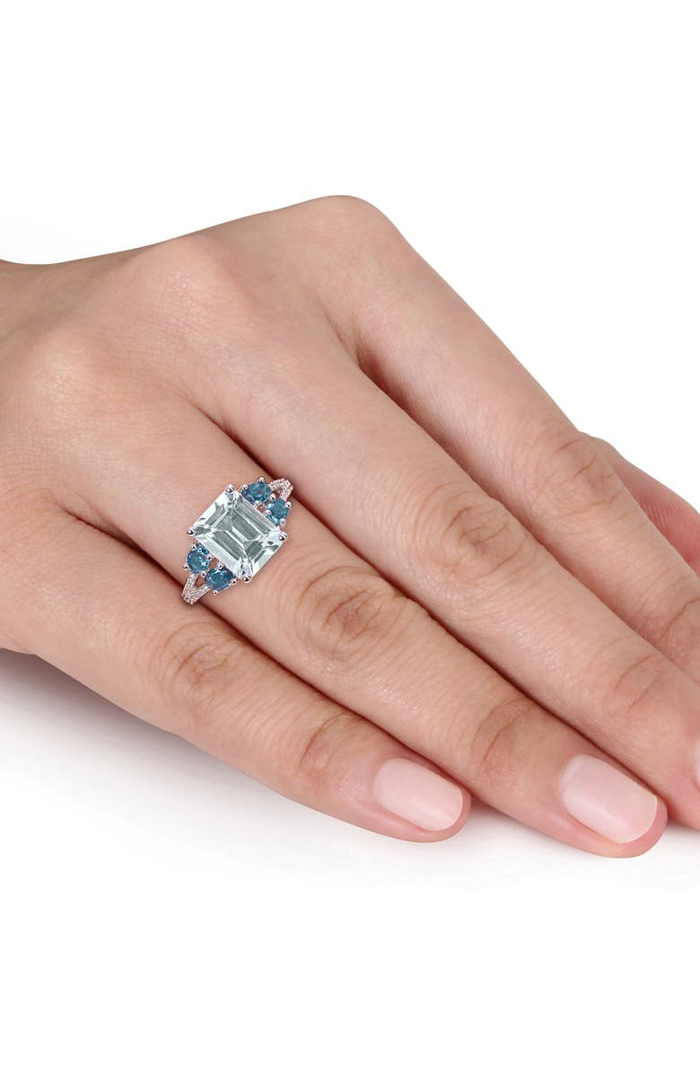 DELMAR Aquamarine, London Blue Topaz & Diamond Ring, Alternate, color, Blue