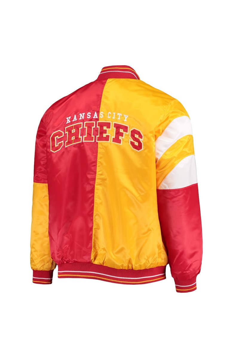 STARTER Men's Starter Red/Yellow Kansas City Chiefs Leader Varsity Satin Full-Snap Jacket, Alternate, color, 