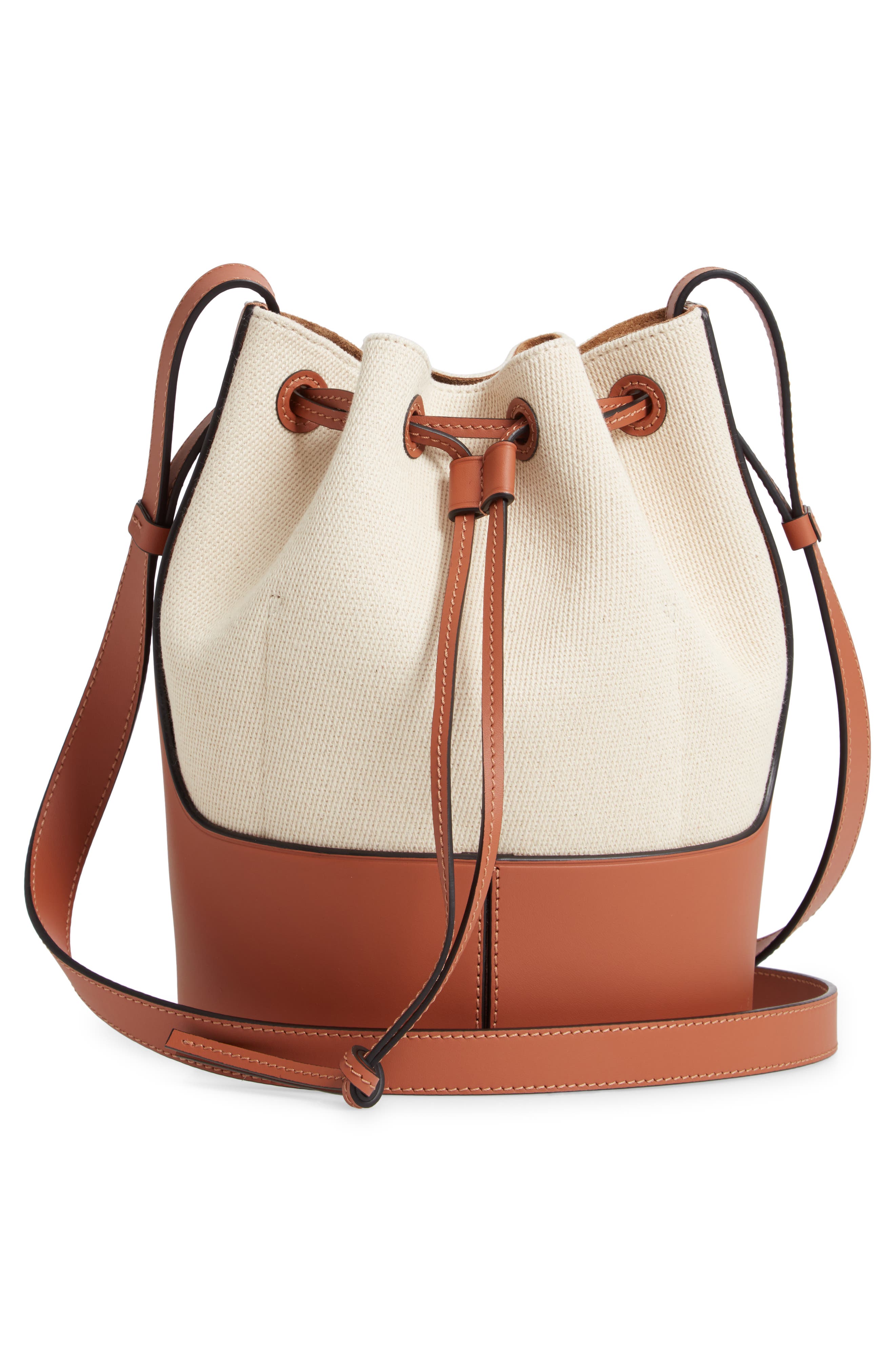 Loewe Small Balloon Woven Cotton & Leather Bucket Bag, Alternate, color, 