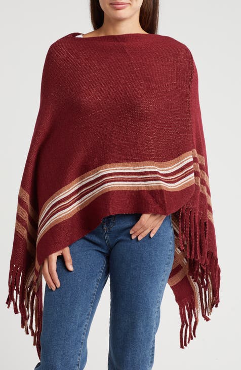 Stripe Fringe Poncho