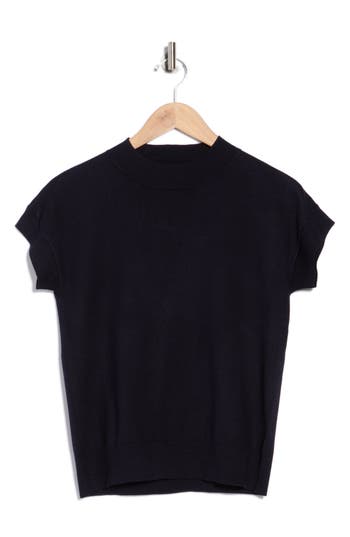 T Tahari Short Sleeve Crew Sweater In Black