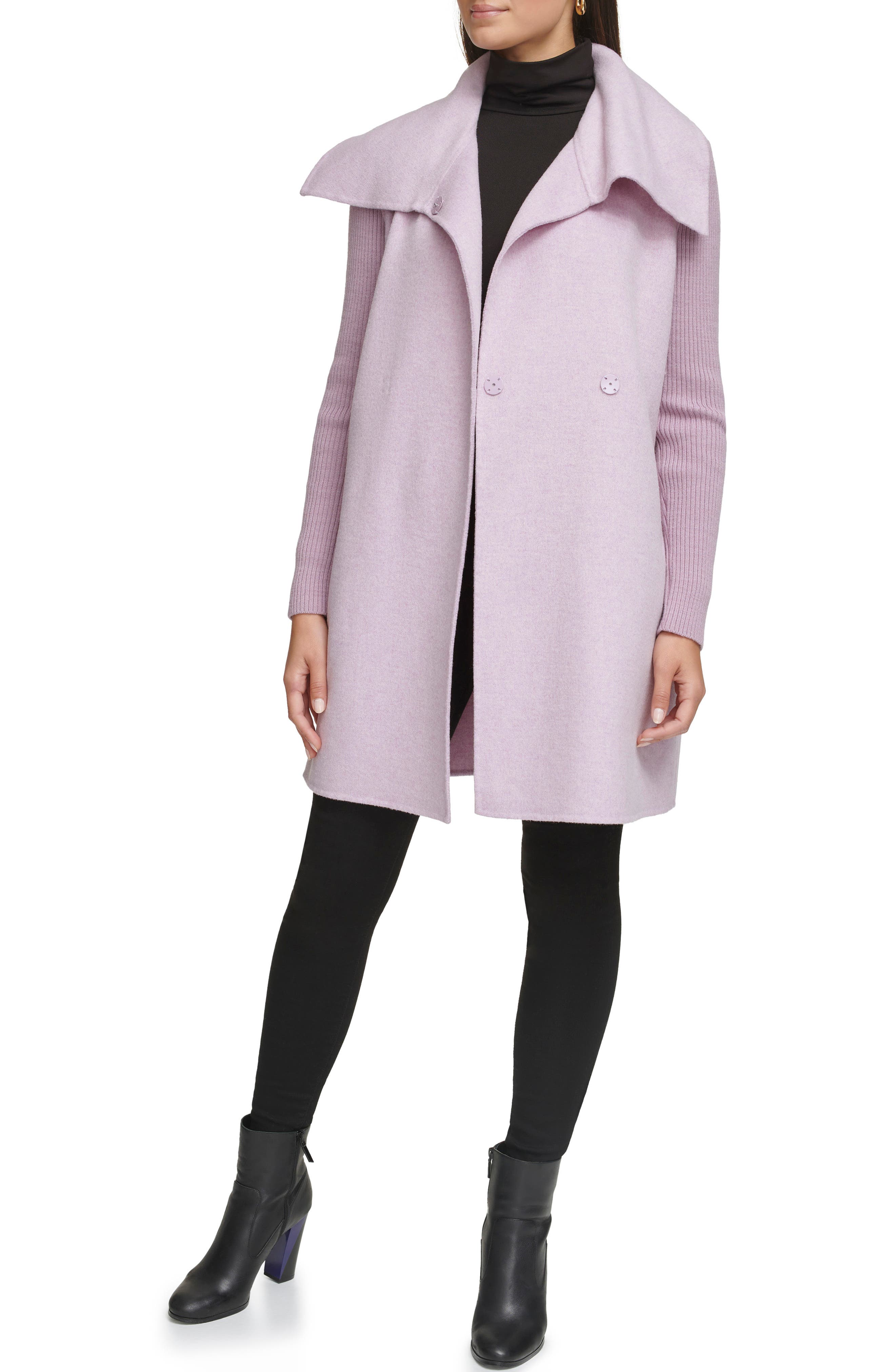 Kenneth Cole New York Rib Sleeve Mixed Media Coat — фото 3
