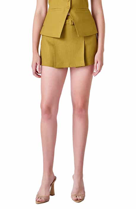 Belted Pleated Miniskort