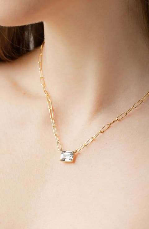 Sterling Silver 18k Gold Plated Lena Sparkle Pendant Chain Necklace & Earrings Set