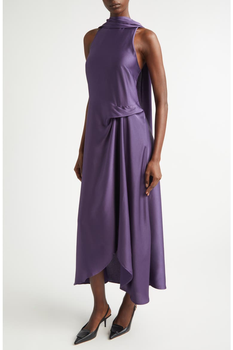 Michelle Satin Cocktail Dress, Alternate, color, PURPLE