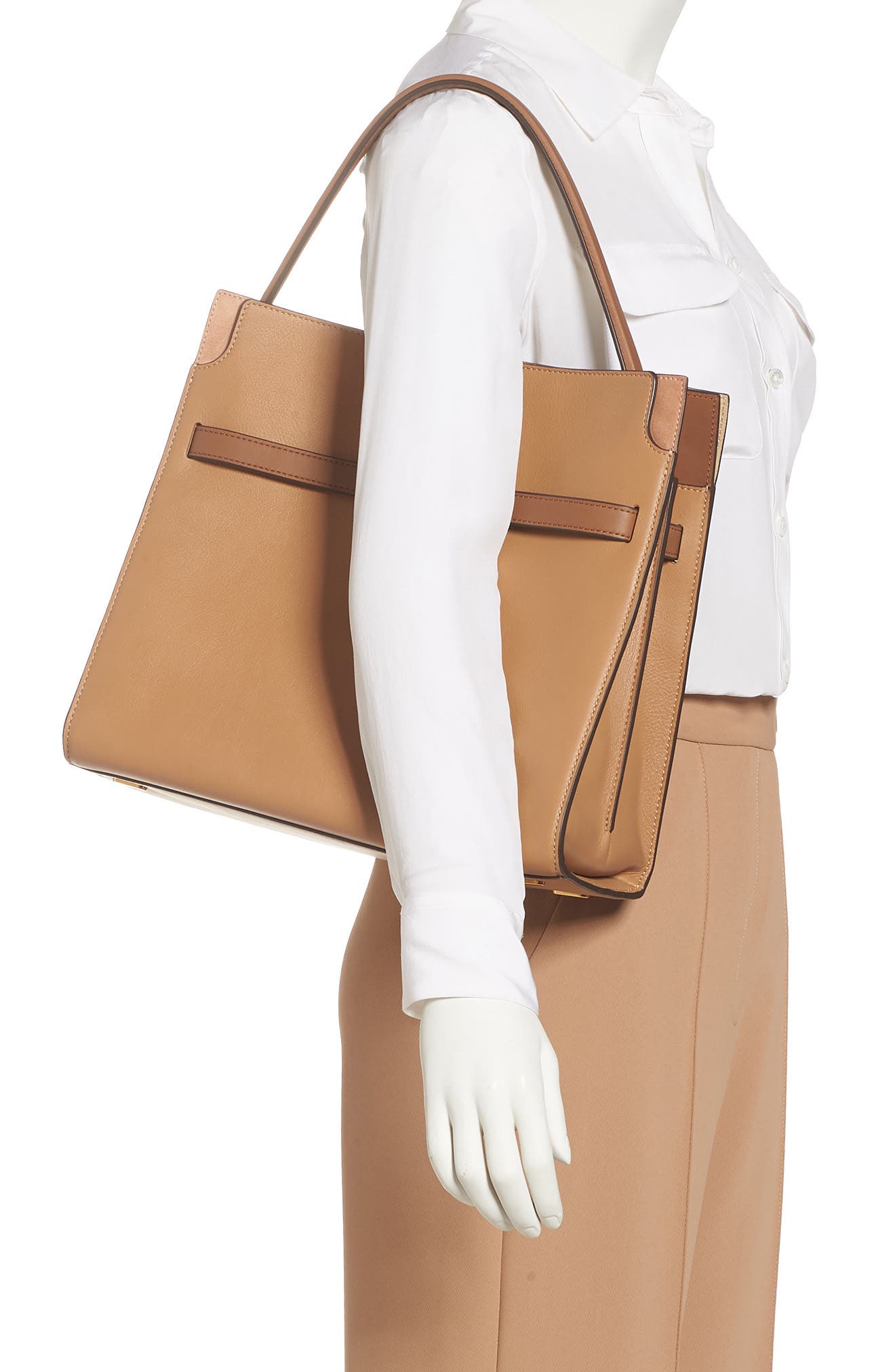 Tory Burch Lee Radziwill Leather Double Bag, Alternate, color, 