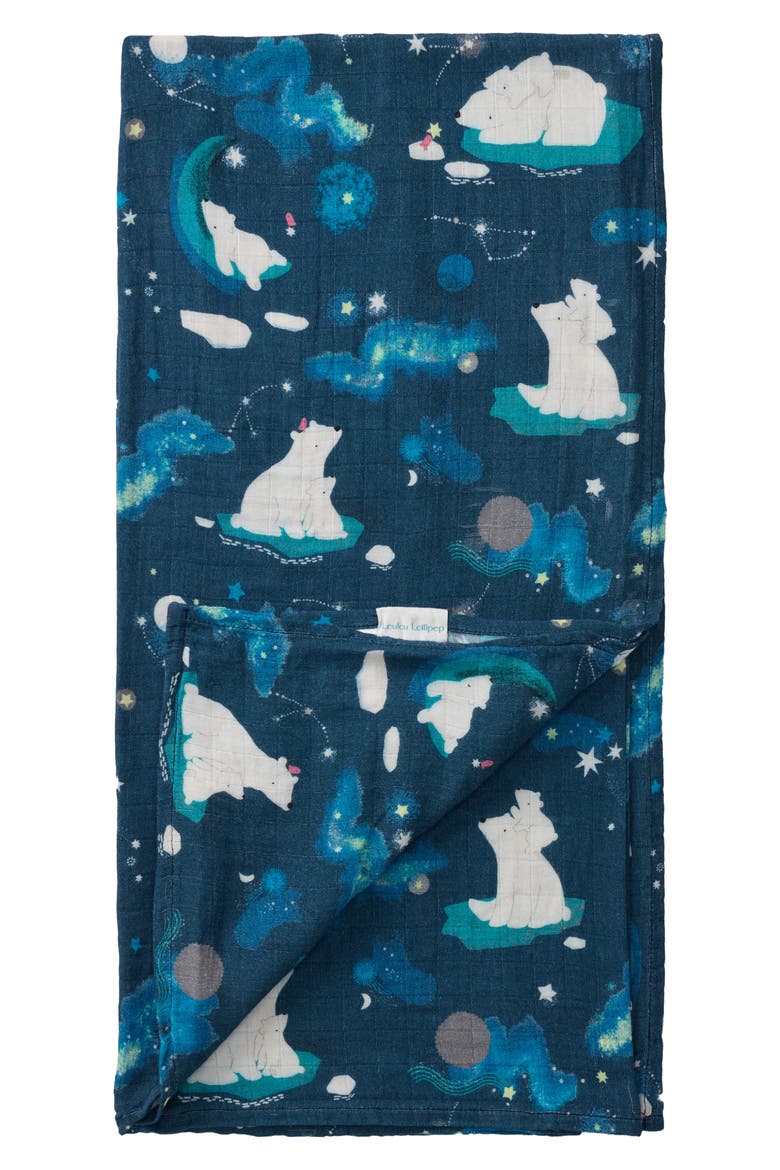 Muslin Swaddle Blanket, Main, color, STARGAZING BEARS