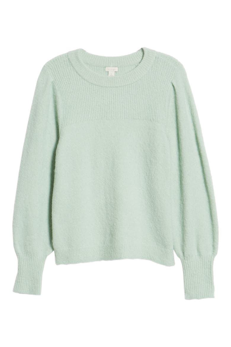Puff Sleeve Pullover, Alternate, color, GREEN PLACID