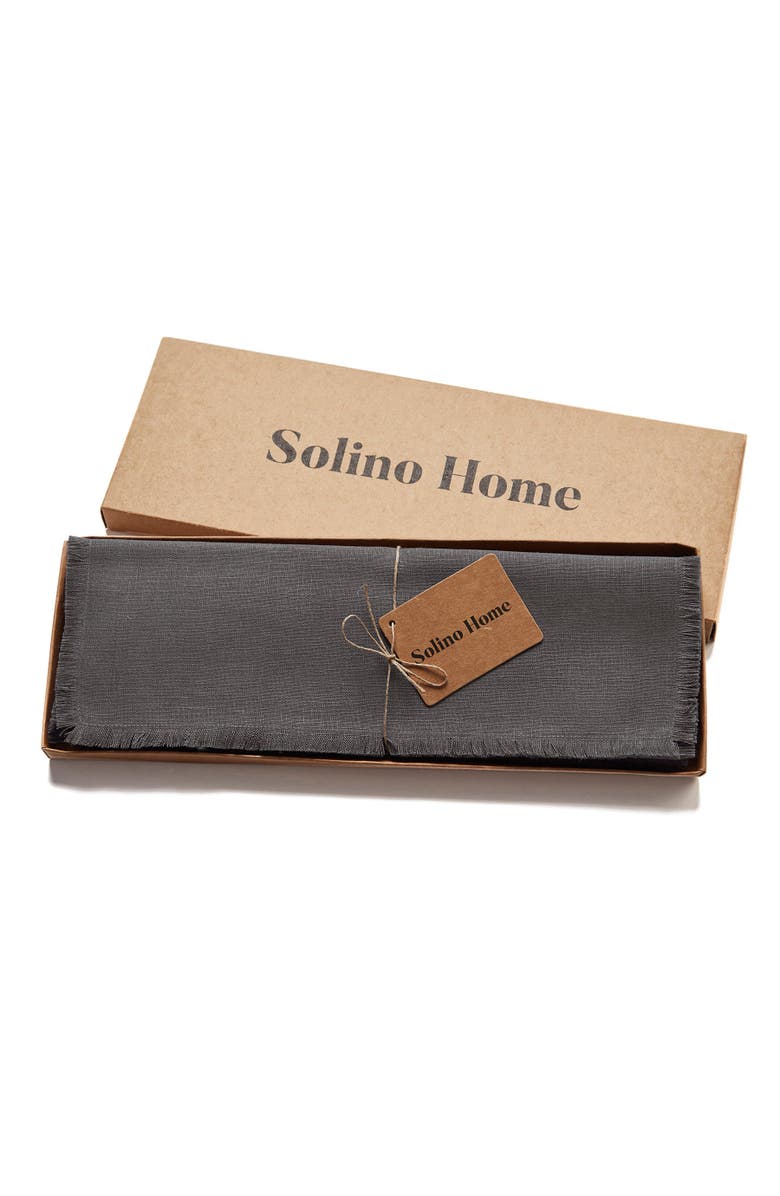 Solino Home Linen Placemats Set of 4, 14 x 19 Inch for Dining Table, Holiday and Everyday Table Decor - Fringe, Alternate, color, Charcoal