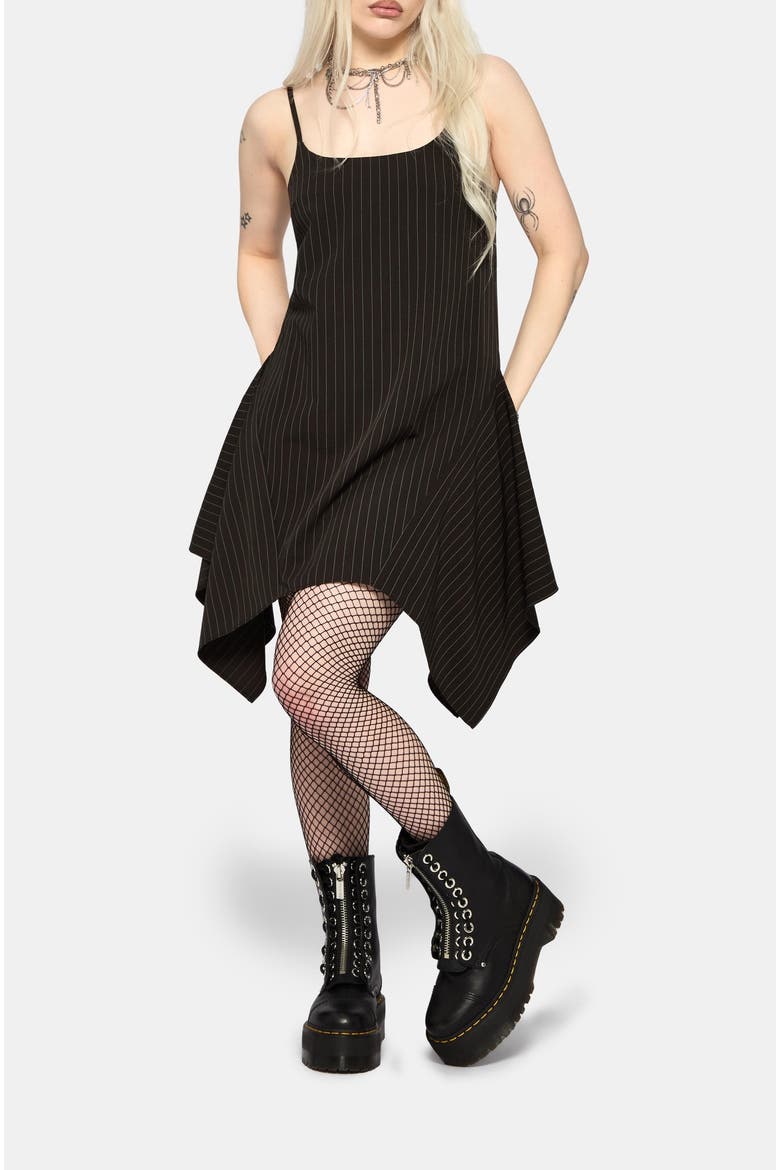 Alecto Pinstripe Mini Dress, Alternate, color, Black