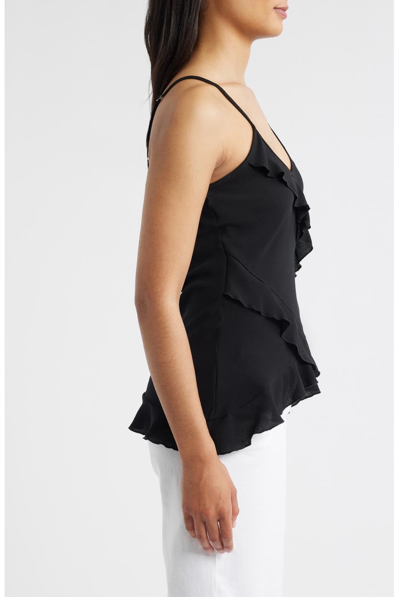 Ruffle Crepe Camisole, Alternate, color, BLACK