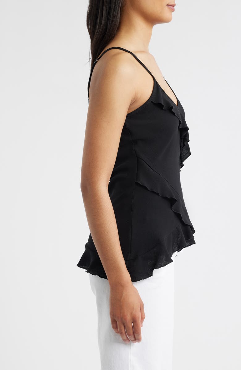 Loveappella Ruffle Crepe Camisole, Alternate, color, Black