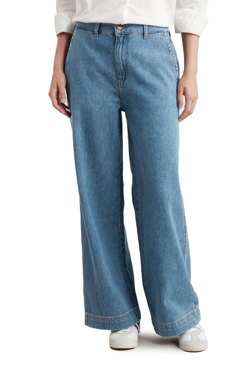 Sennen Cove High Waist Wide Leg Jeans, Main, color, MID WASH GRAIN