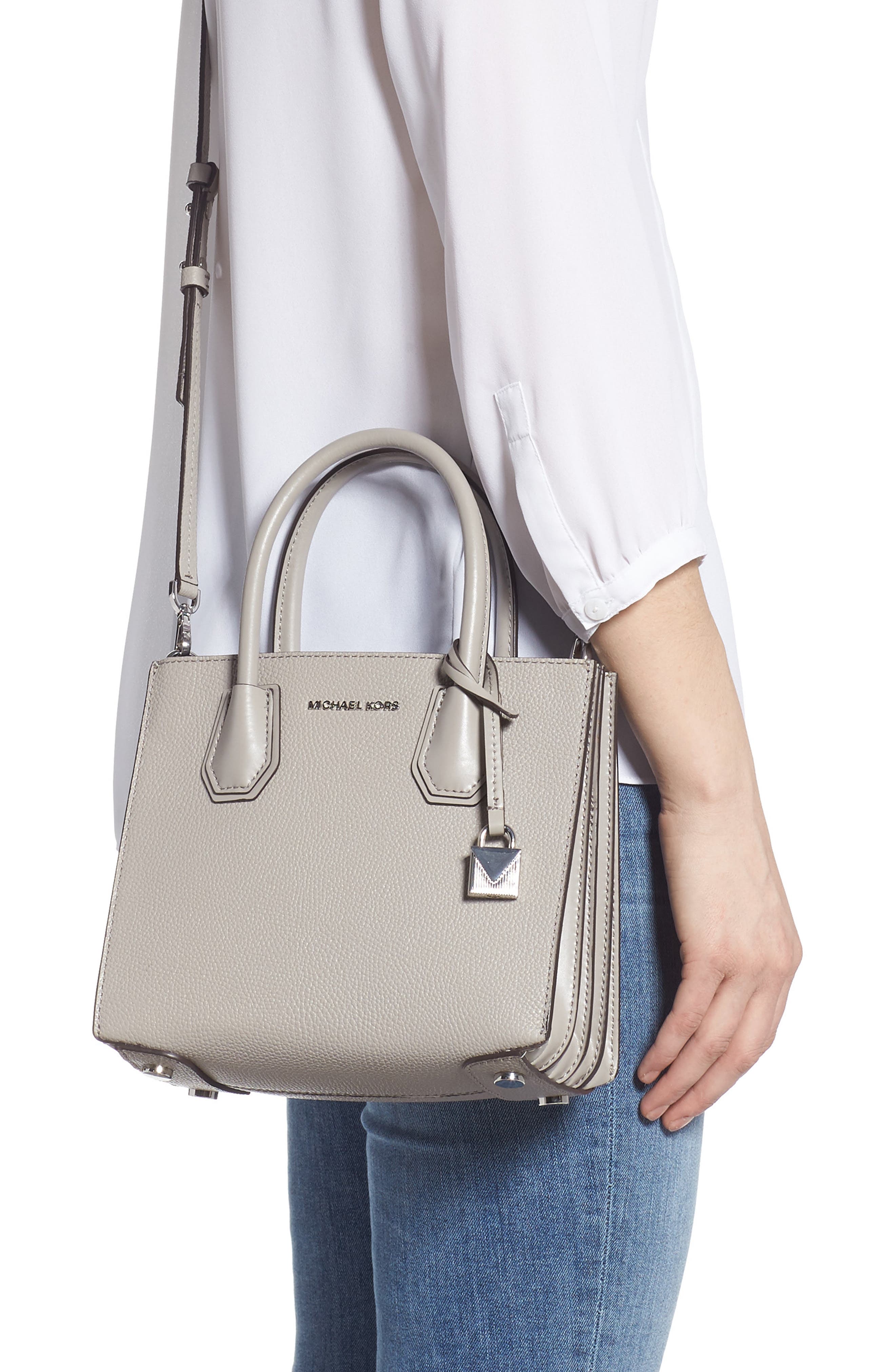 Medium Mercer Convertible Leather Tote, Alternate, color, PEARL GREY