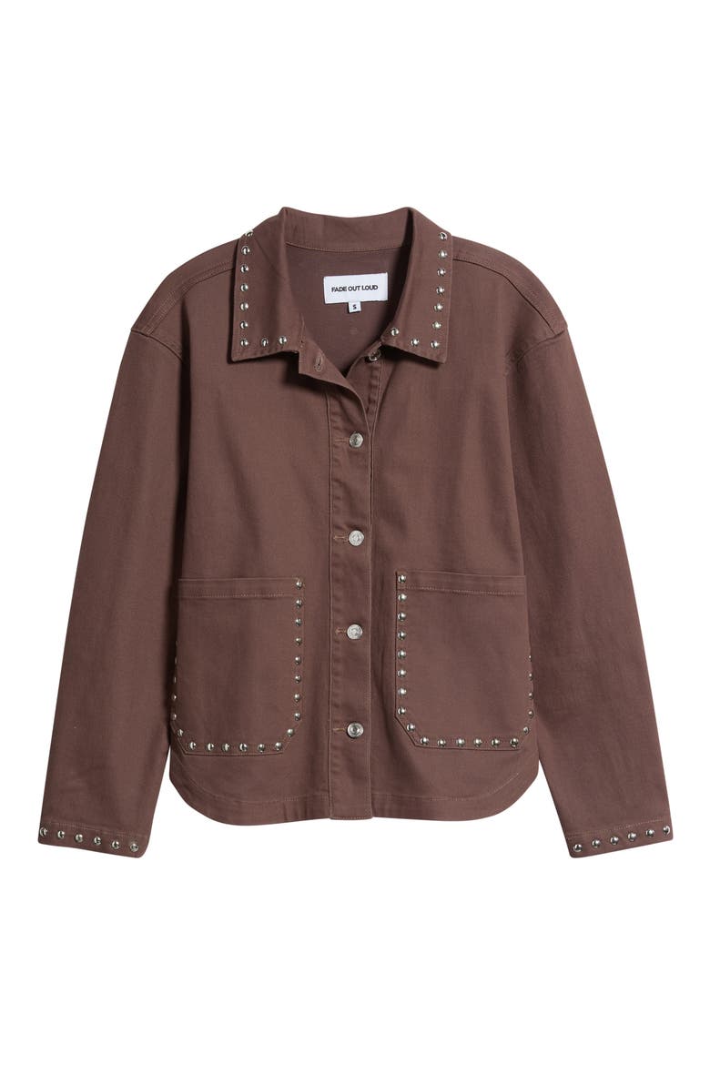 Studded Patch Pocket Jacket, Alternate, color, BROWN