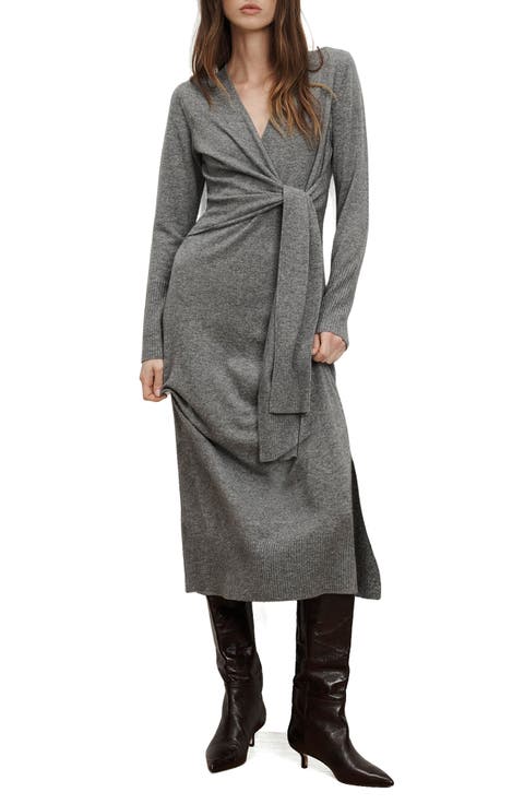 Salomez Tie Waist Long Sleeve Maxi Sweater Dress