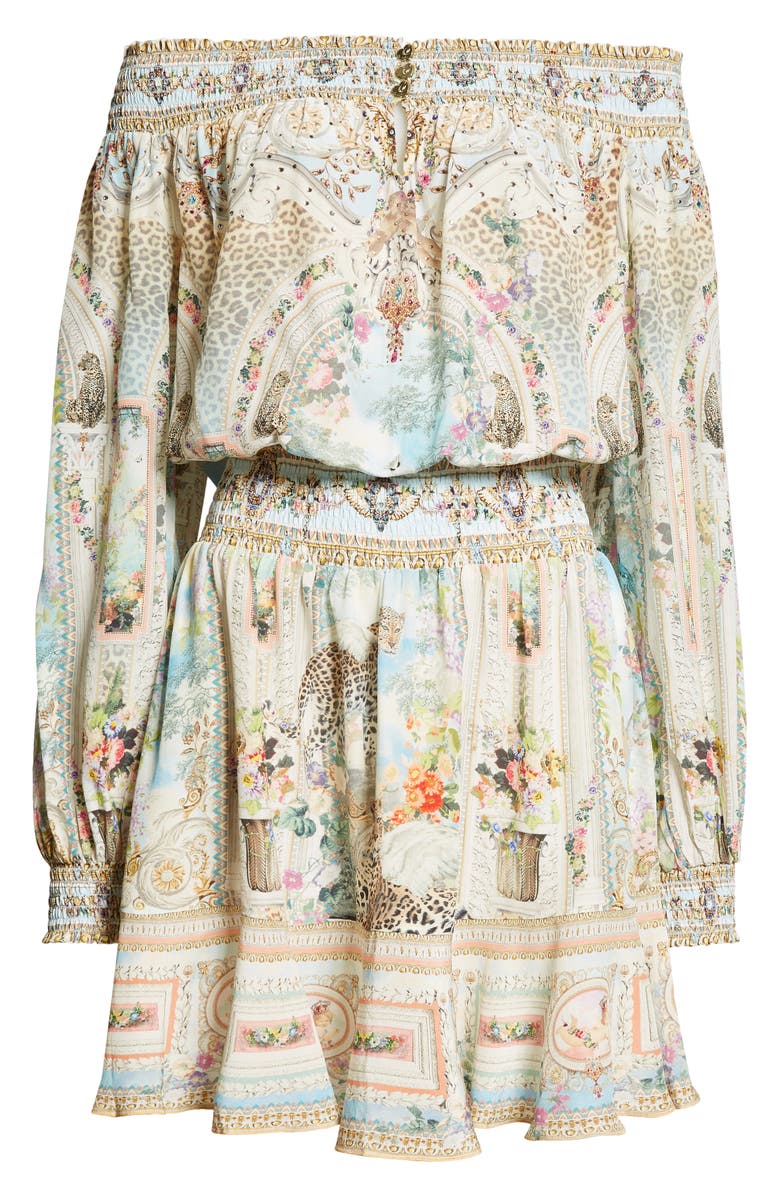 Camilla We Always Have Alexandria Off the Shoulder Long Sleeve Silk Dress, Alternate, color, 