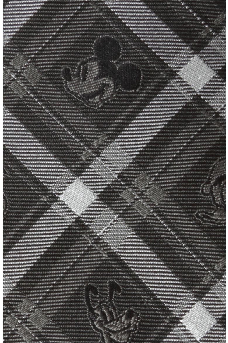 Mickey & Friends Plaid Silk Tie, Alternate, color, GRAY