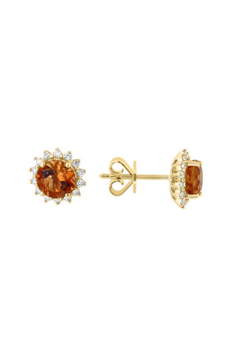 Diamond & Citrine Stud Earrings