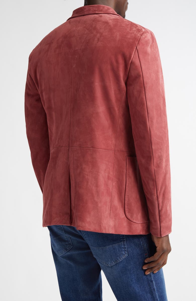 ISAIA Peaked Lapel Suede Blazer, Alternate, color, Pastel Pink