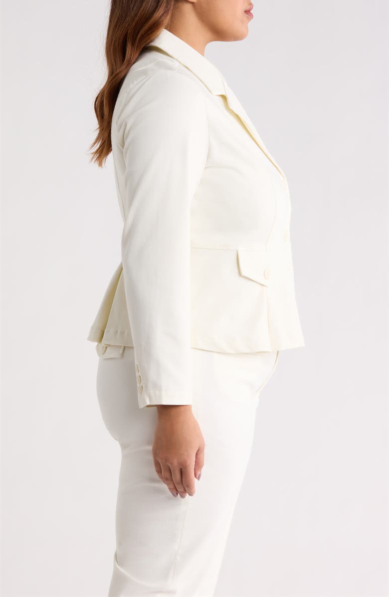 Liverpool Los Angeles Peplum Cotton Blend Blazer, Alternate, color, Whipped Cream