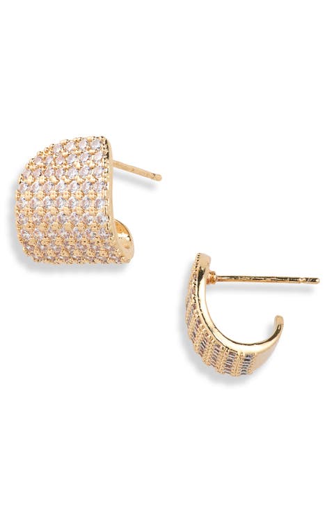 Cubic Zirconia J-Hoop Earrings