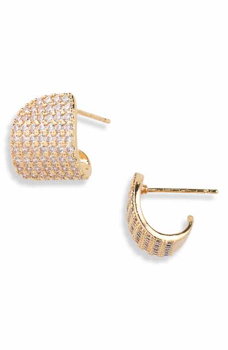 Cubic Zirconia J-Hoop Earrings