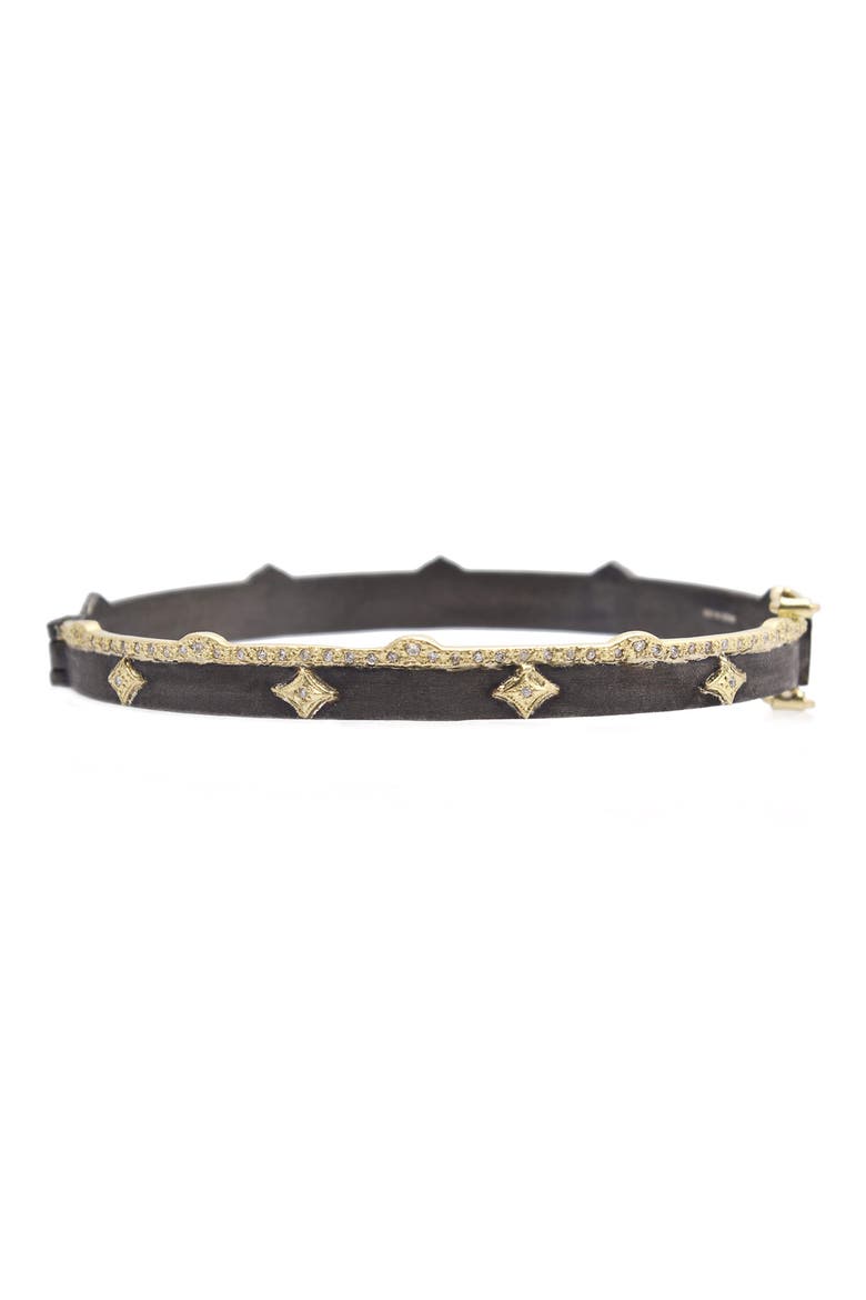 Old World Crivelli Diamond Princess Crown Huggie Bracelet, Main, color, BLACKENED SILVER/ YELLOW GOLD