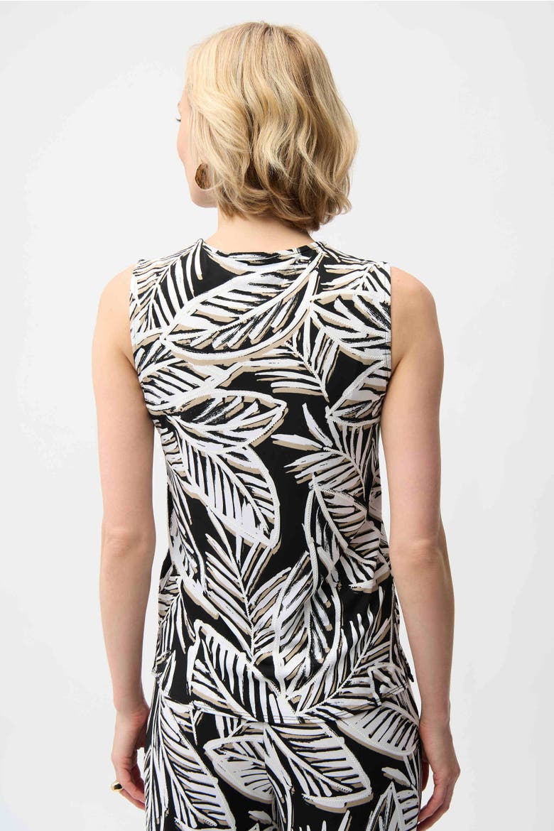 Silky Knit Tropical Print Sleeveless Trapeze Top, Alternate, color, Black/Multi