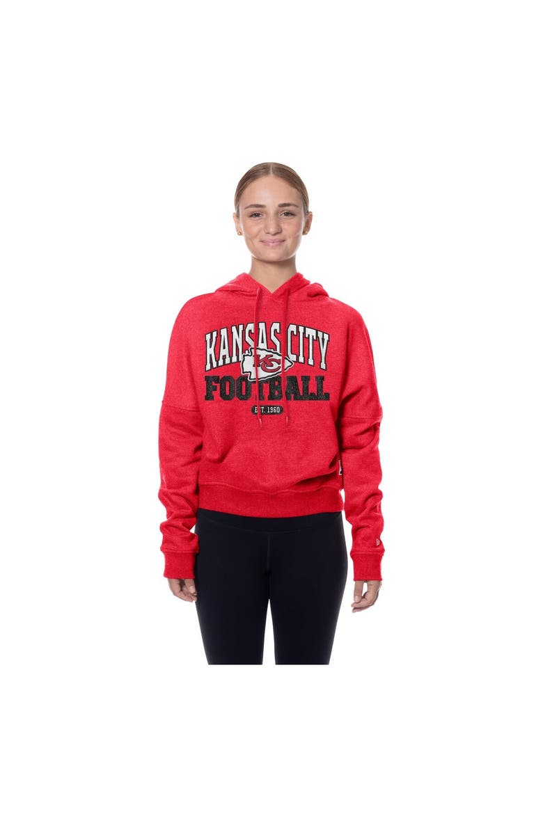 Women's New Era Red Kansas City Chiefs Throwback Boxy Hoodie Sweatshirt, Alternate, color, Red