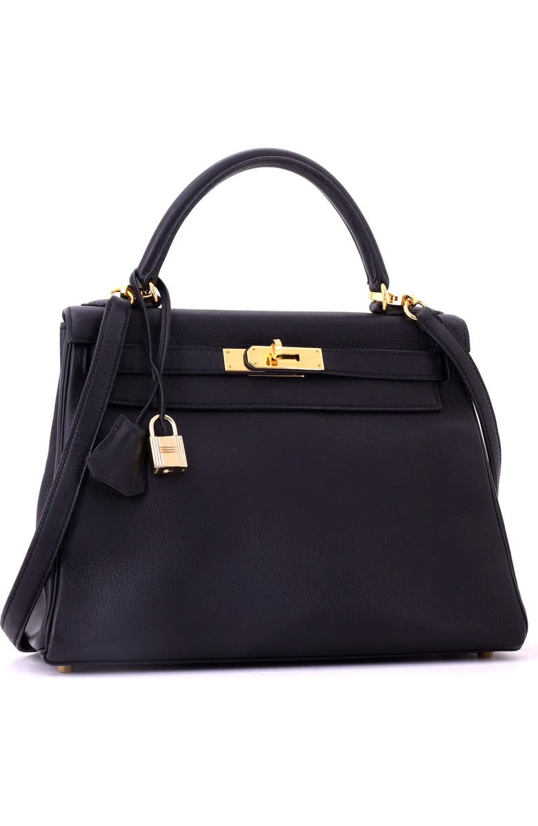 Pre-Owned Hermes Kelly Handbag Black Clemence with Gold Hardware 28, Alternate, color, Noir